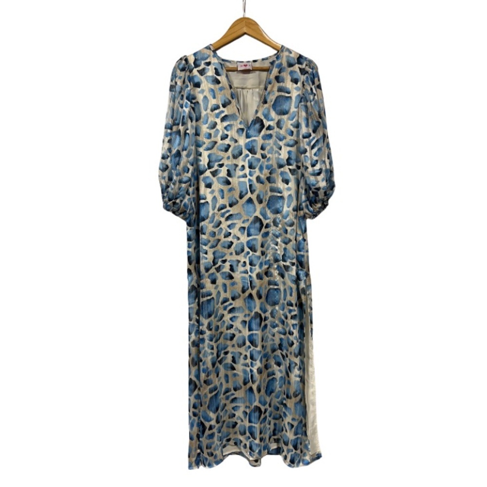 Buddy Love Blue and Cream Long Sleeve Maxi Dress